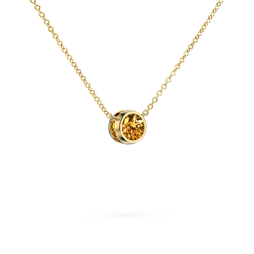 Jamestown Citrine Solitaire Necklace in 14k Gold (November)