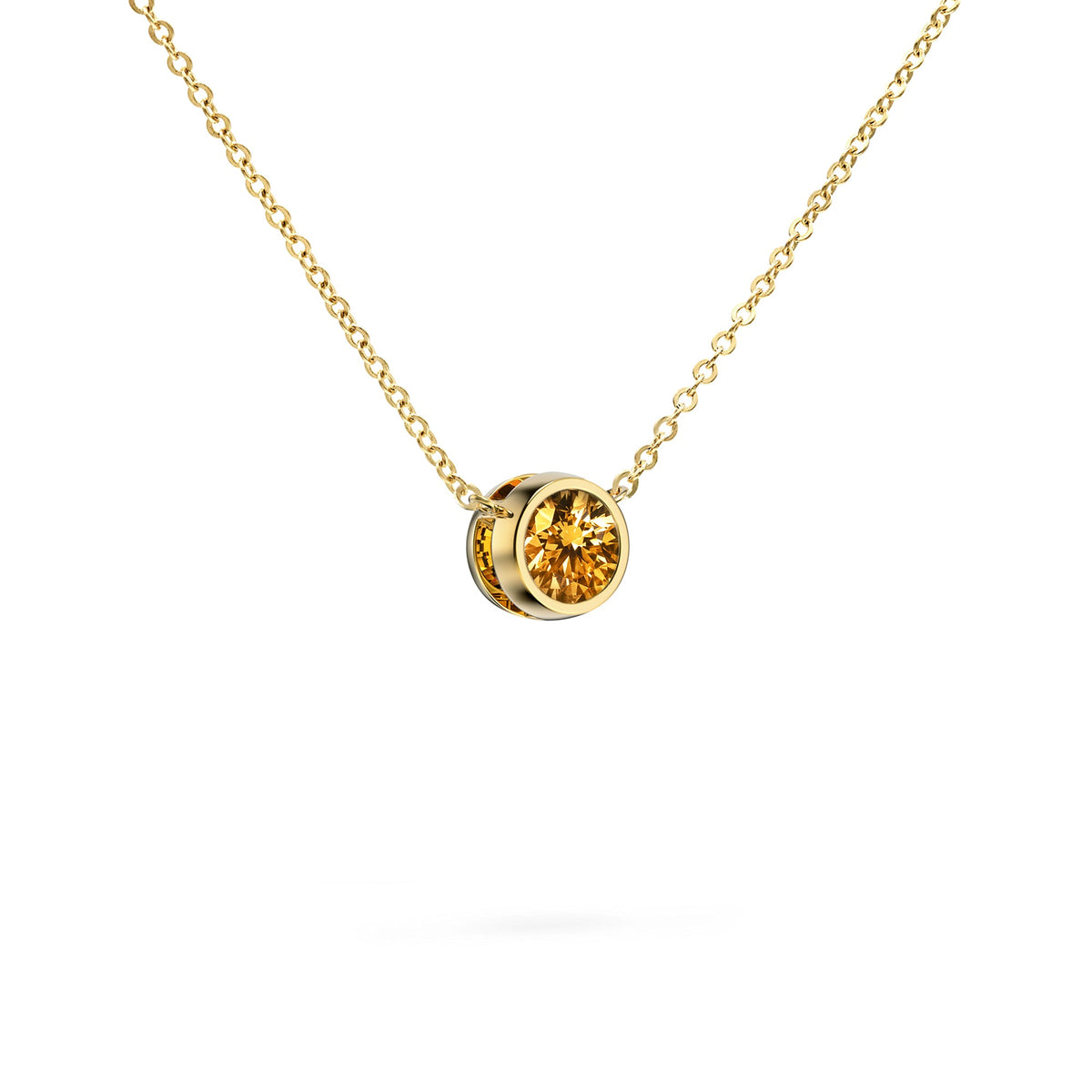 Jamestown Citrine Solitaire Necklace in 14k Gold (November)