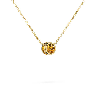 Jamestown Citrine Solitaire Necklace in 14k Gold (November)