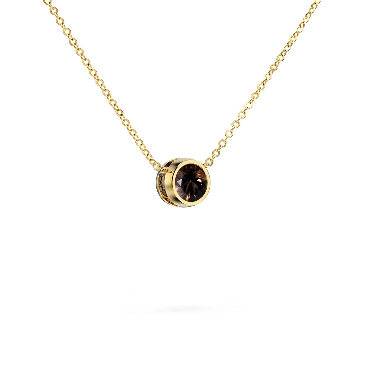 Jamestown Smoky Quartz Solitaire Necklace in 14k Gold (November)
