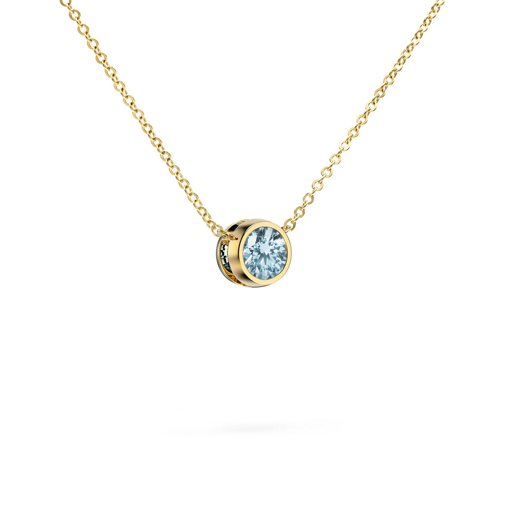 Jamestown Nantucket Blue Topaz Solitaire Necklace in 14k Gold (December)