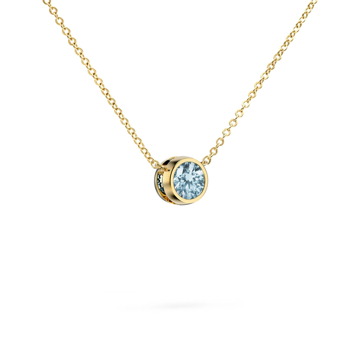 Jamestown Nantucket Blue Topaz Solitaire Necklace in 14k Gold (December)