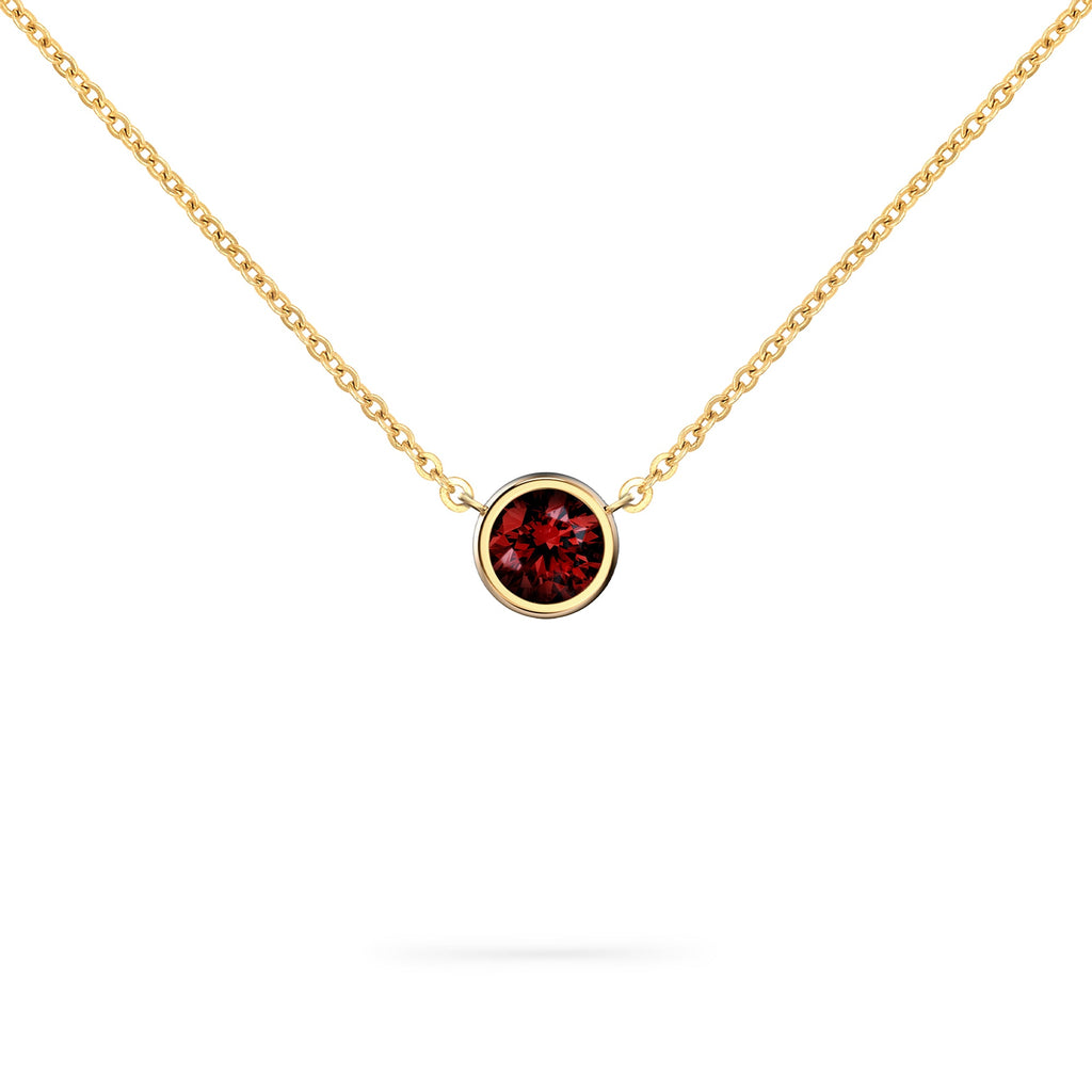 Jamestown Garnet Solitaire Necklace in 14k Gold (January)