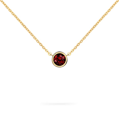 Jamestown Garnet Solitaire Necklace in 14k Gold (January)