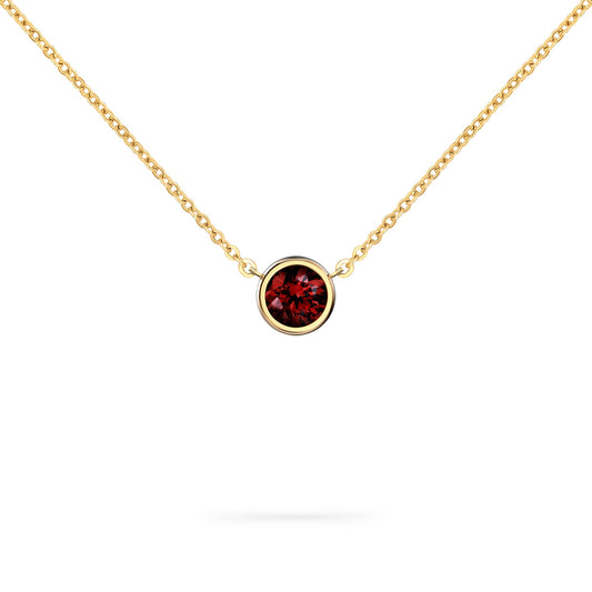 Jamestown Garnet Solitaire Necklace in 14k Gold (January)