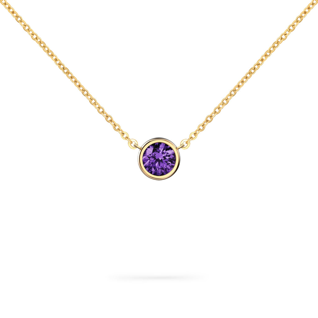 Jamestown Amethyst Solitaire Necklace in 14k Gold (February)