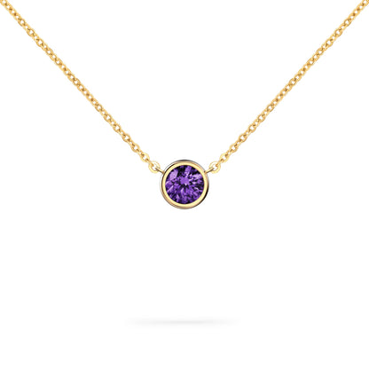 Jamestown Amethyst Solitaire Necklace in 14k Gold (February)