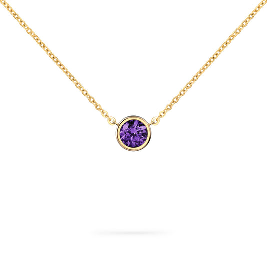 Jamestown Amethyst Solitaire Necklace in 14k Gold (February)