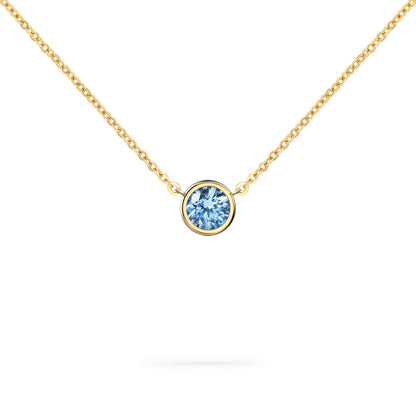Jamestown Aquamarine Solitaire Necklace in 14k Gold (March)