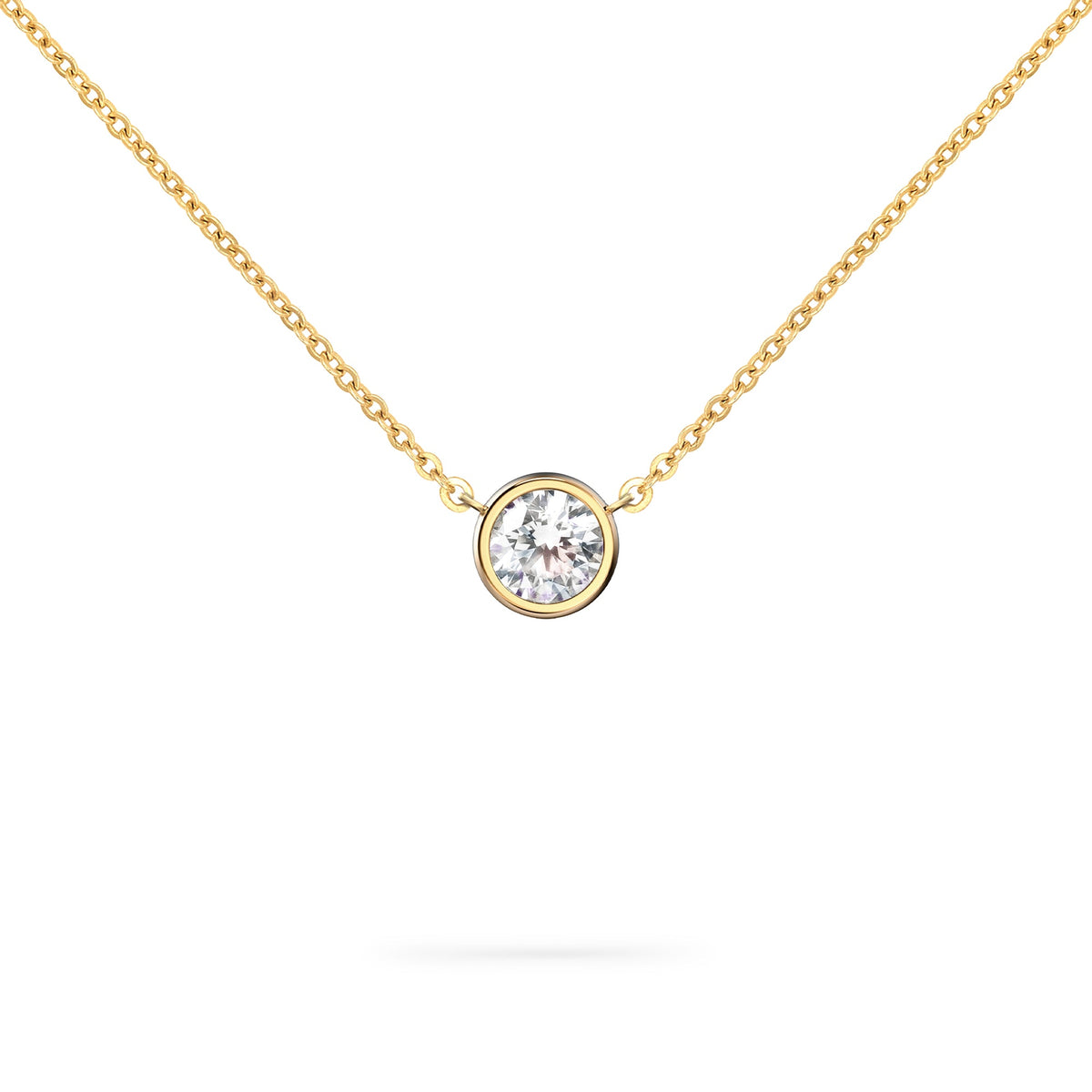 Jamestown Diamond Solitaire Necklace in 14k Gold (April)
