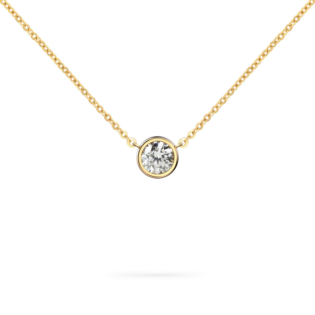 Jamestown White Topaz Solitaire Necklace in 14k Gold (April)