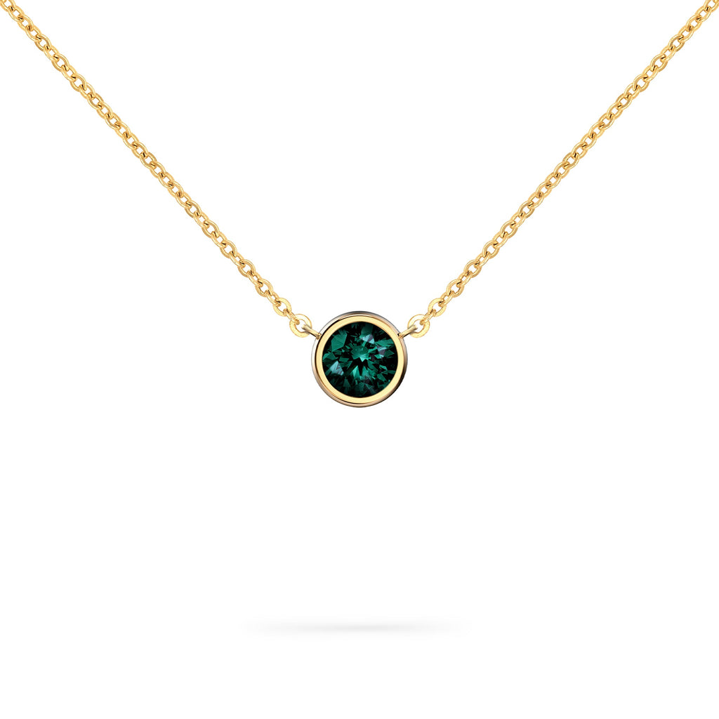 Jamestown Emerald Solitaire Necklace in 14k Gold (May)