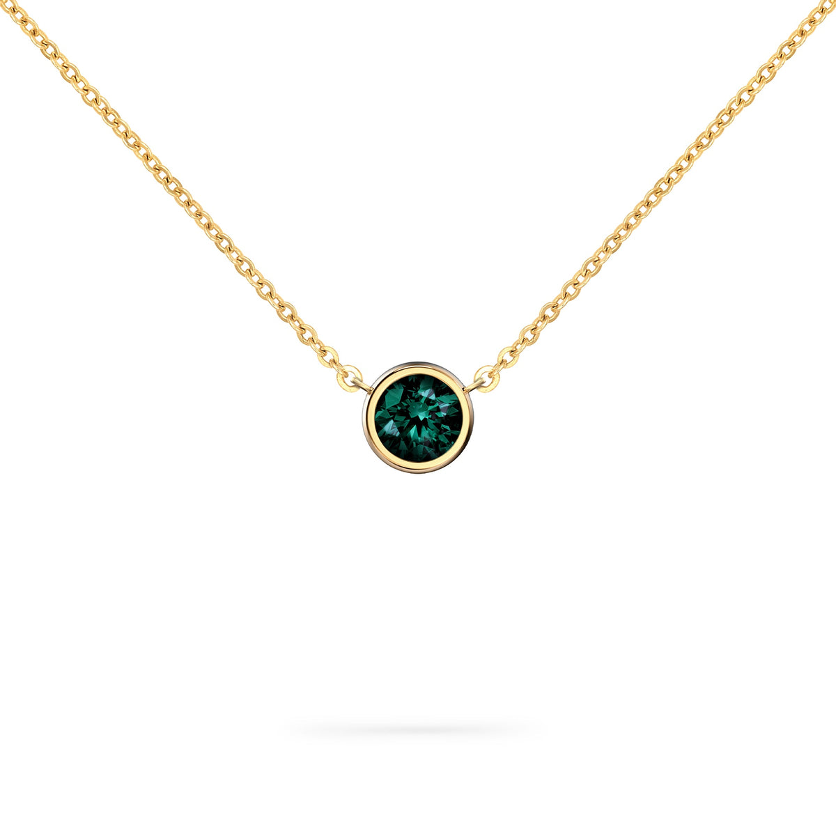 Jamestown Emerald Solitaire Necklace in 14k Gold (May)