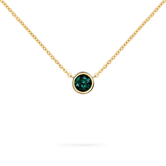 Jamestown Emerald Solitaire Necklace in 14k Gold (May)