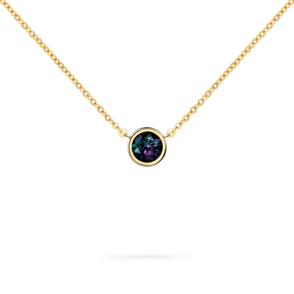 Jamestown Alexandrite Solitaire Necklace in 14k Gold (June)