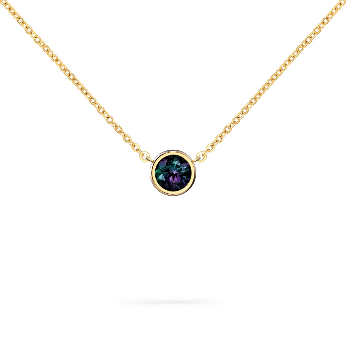 Jamestown Alexandrite Solitaire Necklace in 14k Gold (June)