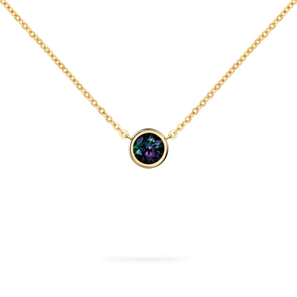 Jamestown Alexandrite Solitaire Necklace in 14k Gold (June)