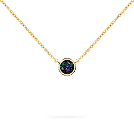 Jamestown Alexandrite Solitaire Necklace in 14k Gold (June)