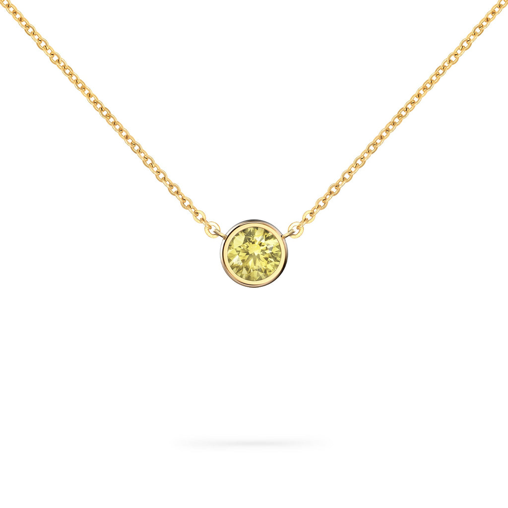 Jamestown Lemon Verbena Quartz Solitaire Necklace in 14k Gold (August)