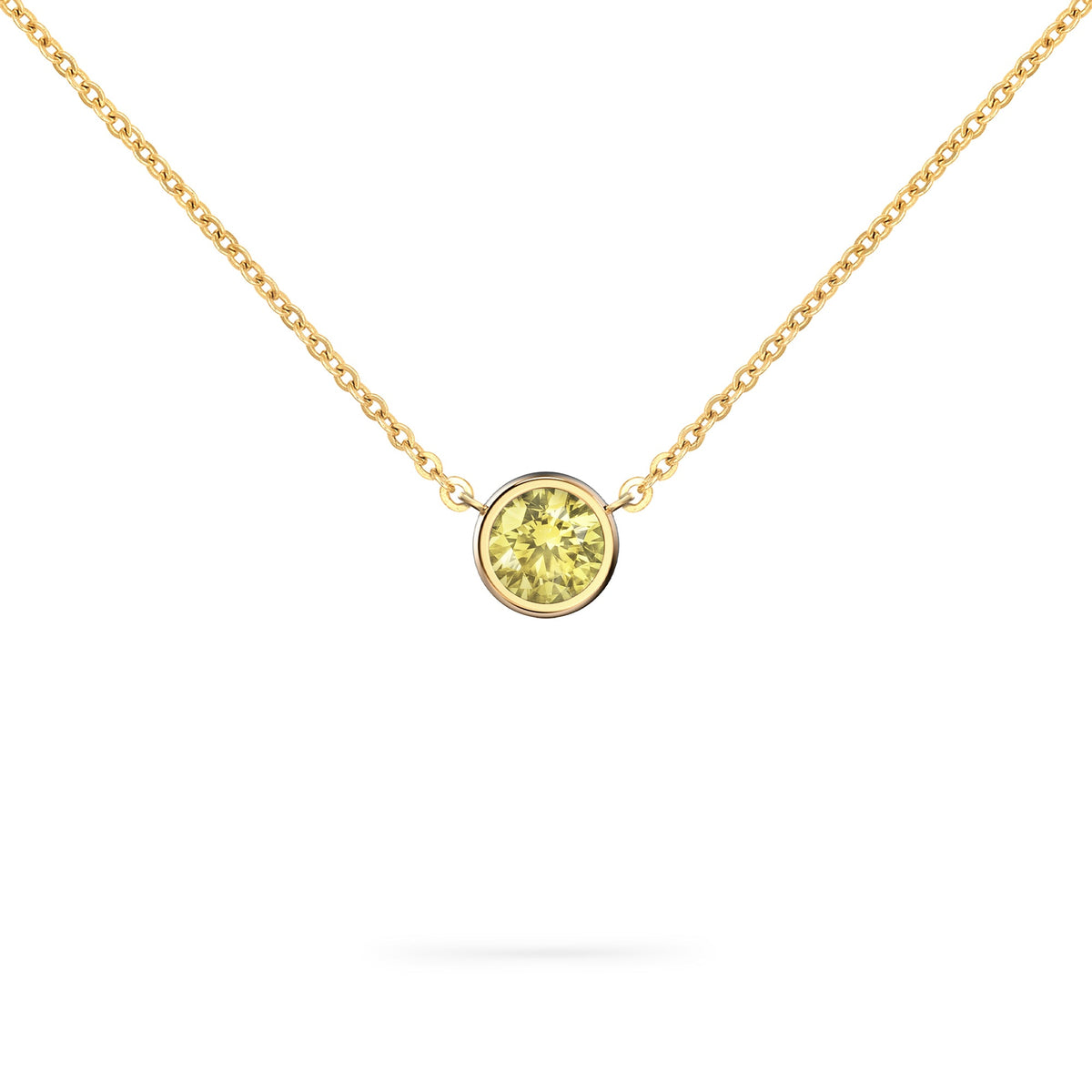 Jamestown Lemon Verbena Quartz Solitaire Necklace in 14k Gold (August)