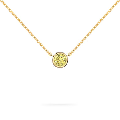 Jamestown Lemon Verbena Quartz Solitaire Necklace in 14k Gold (August)