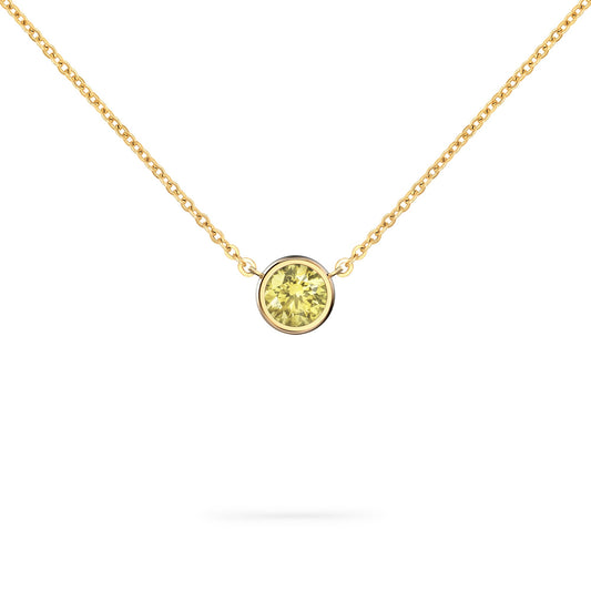 Jamestown Lemon Verbena Quartz Solitaire Necklace in 14k Gold (August)