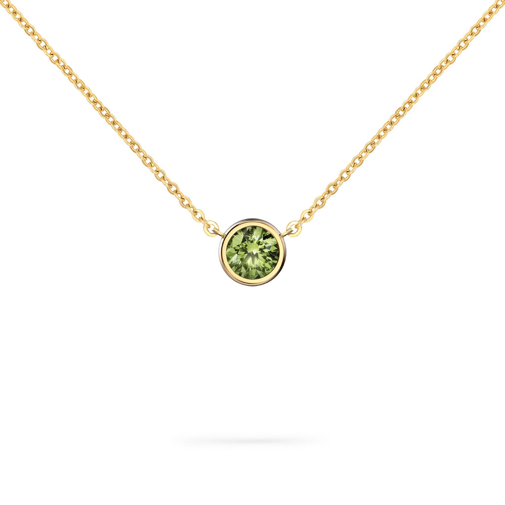 Jamestown Peridot Solitaire Necklace in 14k Gold (August)