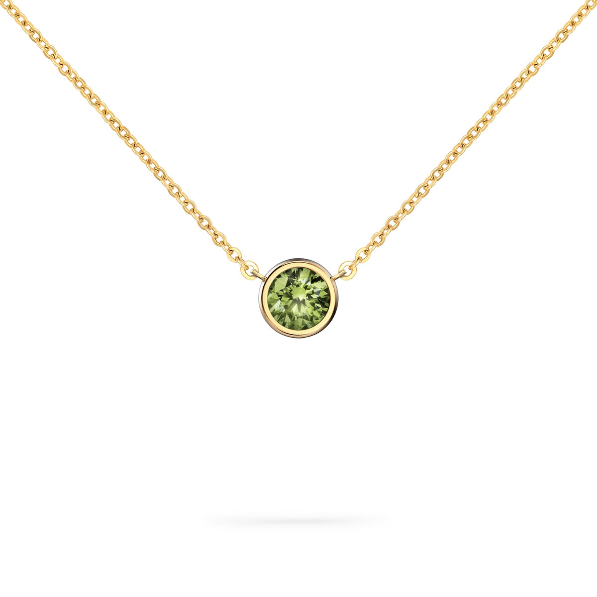 Jamestown Peridot Solitaire Necklace in 14k Gold (August)