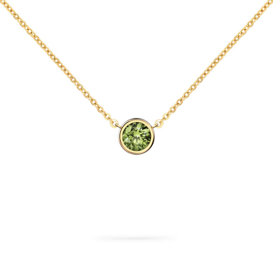Jamestown Peridot Solitaire Necklace in 14k Gold (August)
