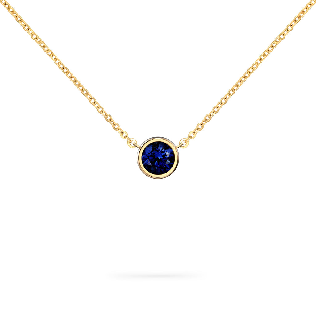 Jamestown Sapphire Solitaire Necklace in 14k Gold (September)
