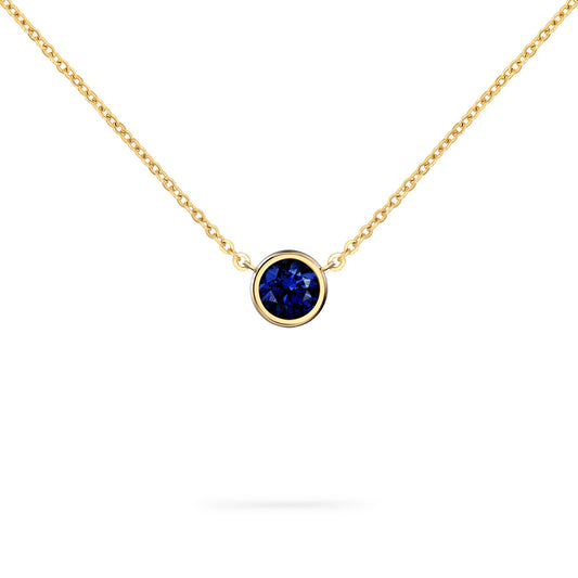 Jamestown Sapphire Solitaire Necklace in 14k Gold (September)