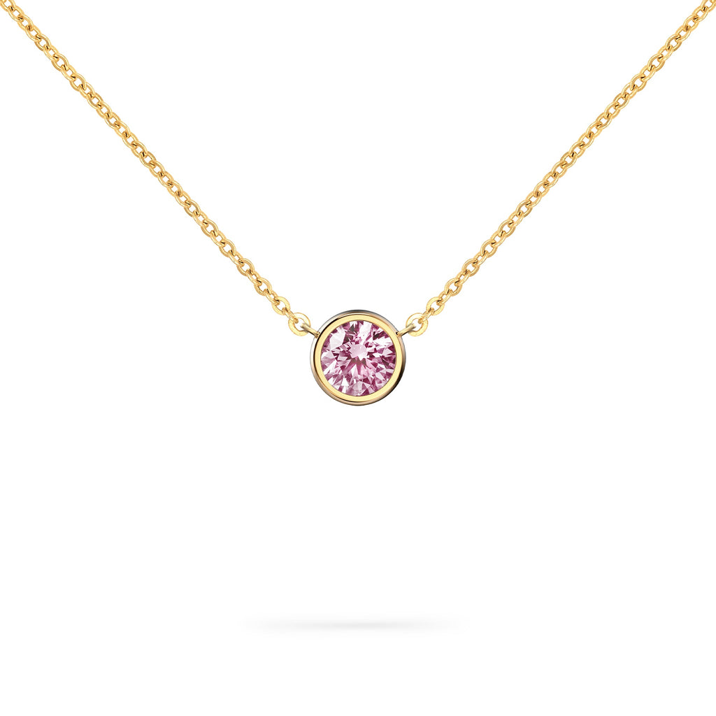 Jamestown Pink Sapphire Solitaire Necklace in 14k Gold (October)