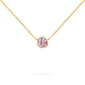 Jamestown Pink Sapphire Solitaire Necklace in 14k Gold (October)