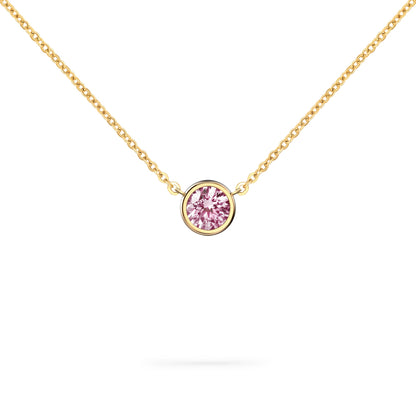 Jamestown Pink Sapphire Solitaire Necklace in 14k Gold (October)