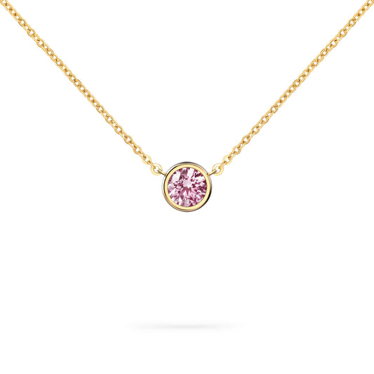Jamestown Pink Sapphire Solitaire Necklace in 14k Gold (October)