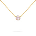 Jamestown Rose Quartz Solitaire Necklace in 14k Gold (October)