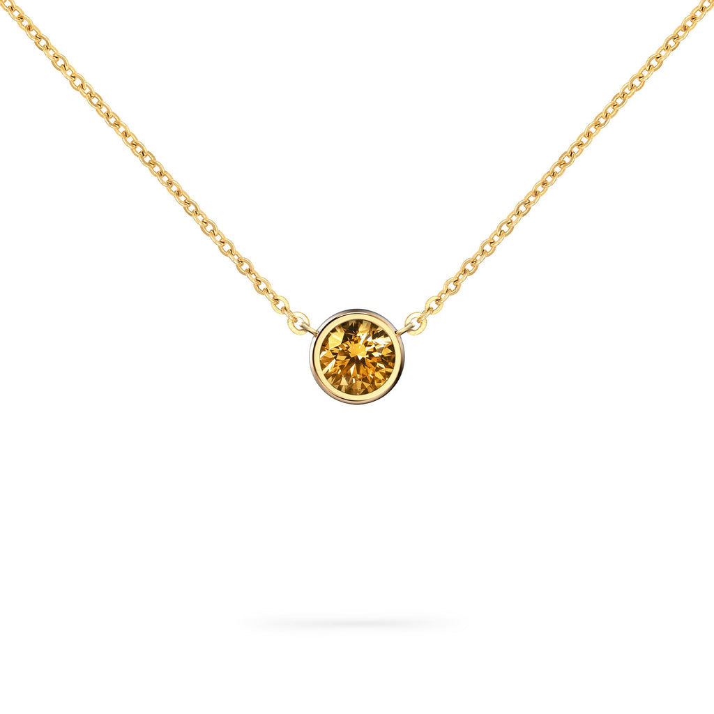 Jamestown Citrine Solitaire Necklace in 14k Gold (November)