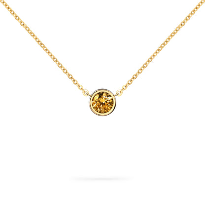 Jamestown Citrine Solitaire Necklace in 14k Gold (November)