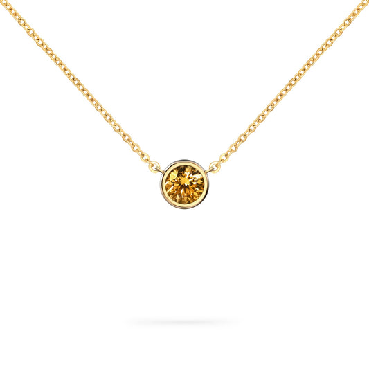 Jamestown Citrine Solitaire Necklace in 14k Gold (November)