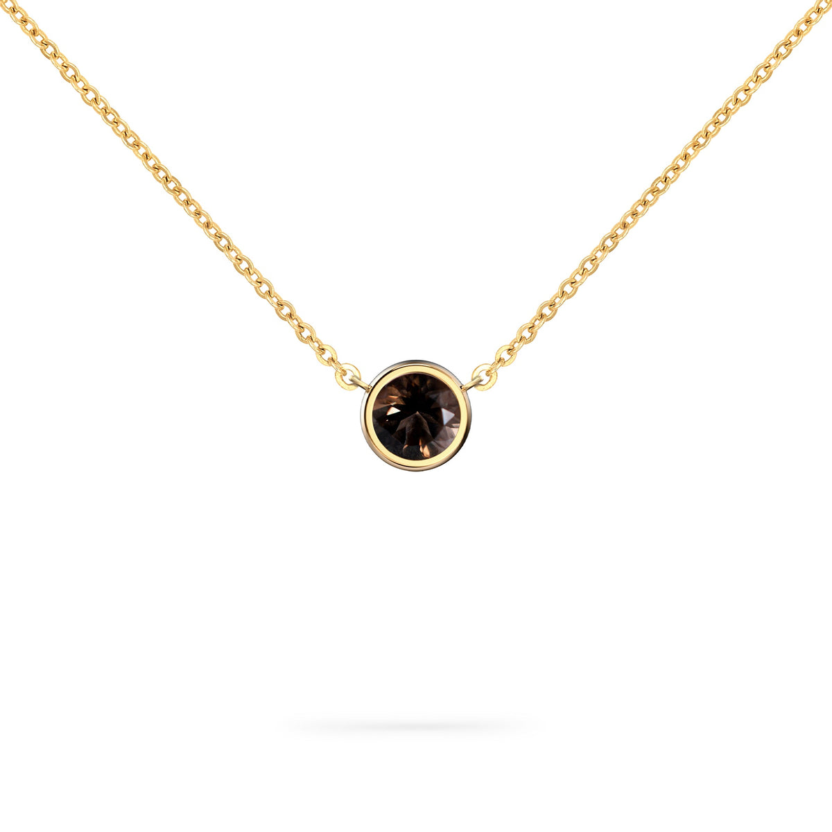 Jamestown Smoky Quartz Solitaire Necklace in 14k Gold (November)