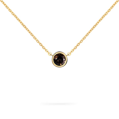 Jamestown Smoky Quartz Solitaire Necklace in 14k Gold (November)