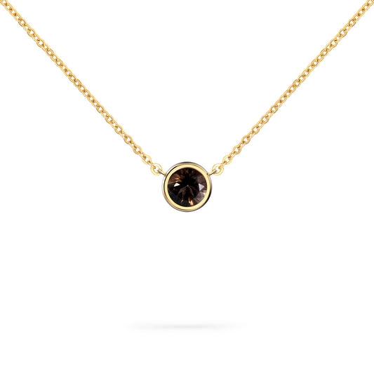 Jamestown Smoky Quartz Solitaire Necklace in 14k Gold (November)