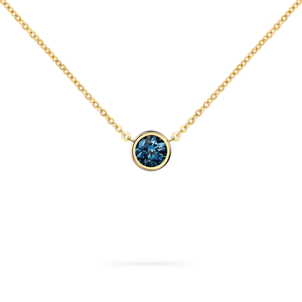 Jamestown Atlantic Blue Topaz Solitaire Necklace in 14k Gold (December)