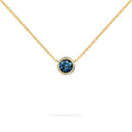 Jamestown Atlantic Blue Topaz Solitaire Necklace in 14k Gold (December)