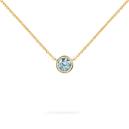 Jamestown Nantucket Blue Topaz Solitaire Necklace in 14k Gold (December)