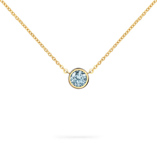 Jamestown Nantucket Blue Topaz Solitaire Necklace in 14k Gold (December)