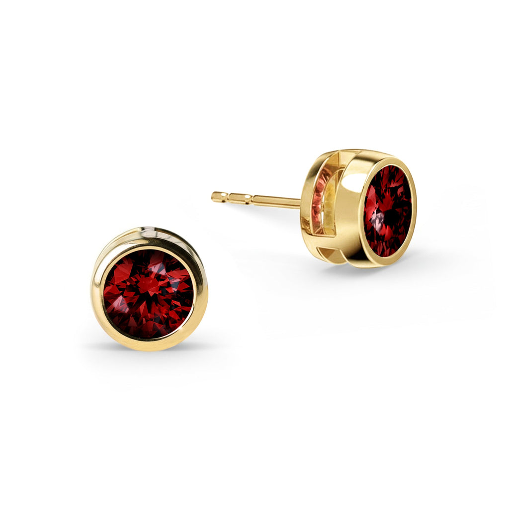 Jamestown Garnet Stud Earrings in 14k Gold (January)