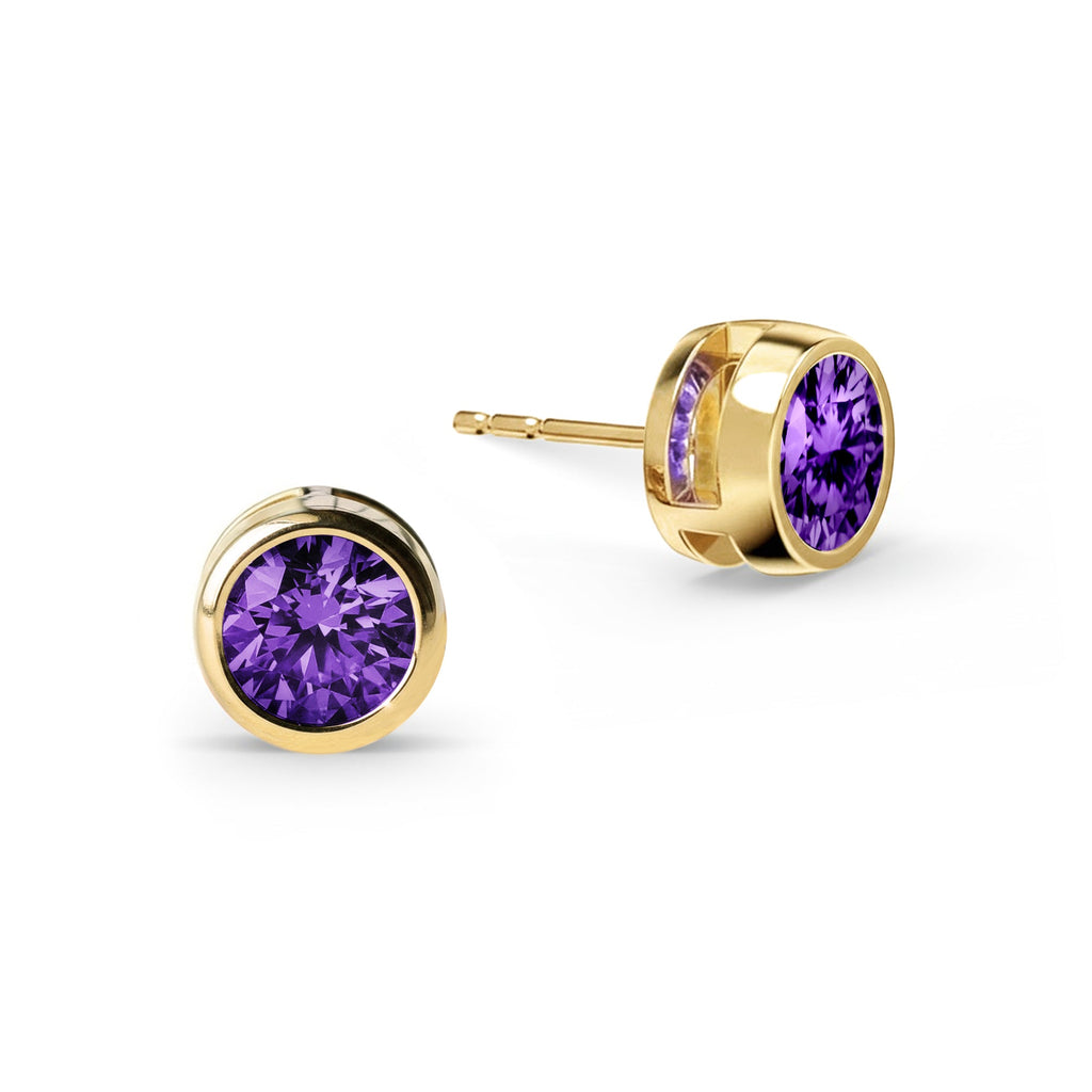 Jamestown Amethyst Stud Earrings in 14k Gold (February)