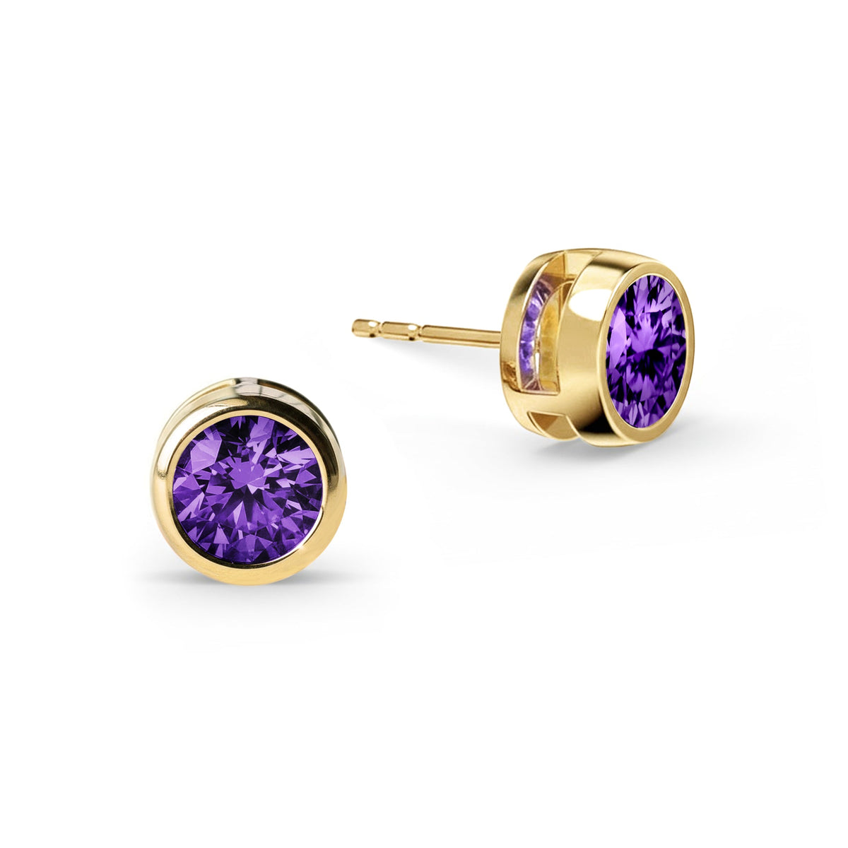 Jamestown Amethyst Stud Earrings in 14k Gold (February)