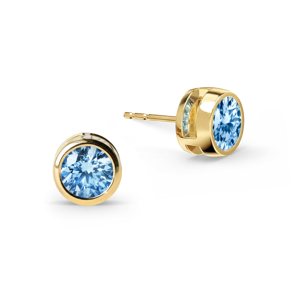 Jamestown Aquamarine Stud Earrings in 14k Gold (March)